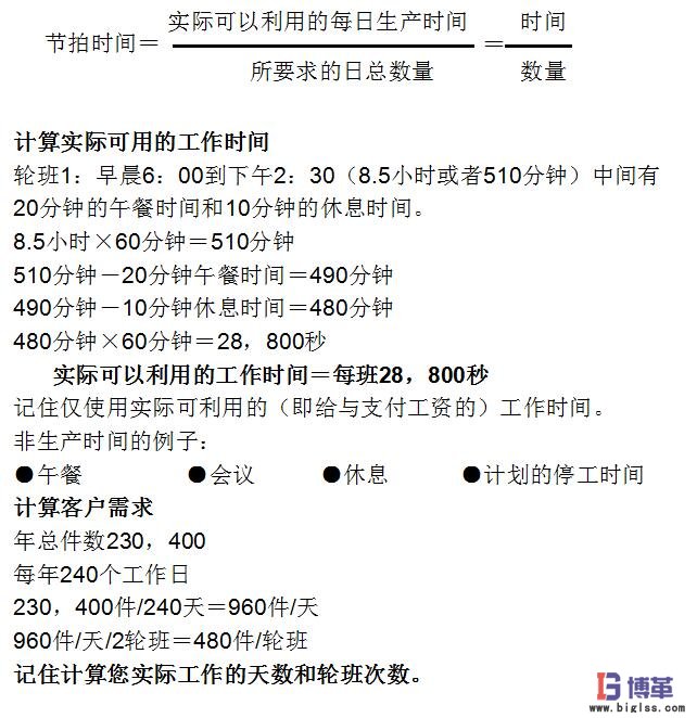 生產(chǎn)節(jié)拍時間計算公式例子 生產(chǎn)節(jié)拍時間計算公式例子